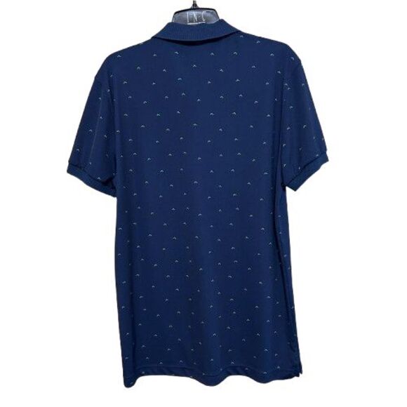 J Lindeberg Polo Shirt Mens Large Navy Blue Green Golf Performance Tech - Picture 3 of 5